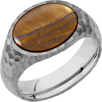 Medium Horizontal Oval signet ring (16x13mm) in Titanium, with a Wide style band, a Tigers Eye inlay.
