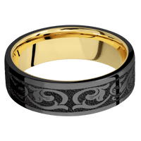 Zirconium + Polish Finish + 14K Yellow Gold