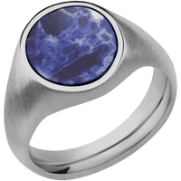 Medium Oval signet ring (16x13mm) in Titanium, with a Wide style band, a Sodalite inlay.