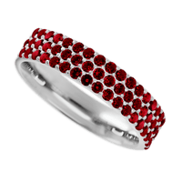 14K White Gold band with 55 Round Dark Ruby having TCW-.82