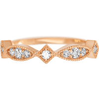 10K Rose Gold band with alternating 3 Round Lab Grown Diamond, 2 Round Lab Grown Diamond and 4 Round Lab Grown Diamond having TCW-.27