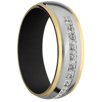 14K White Gold + Satin , Polish Finish + Black
