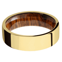 14K Yellow Gold + Polish Finish + Desert Iron Wood