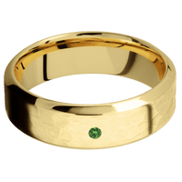 10K Yellow Gold + Hammer , Polish Finish