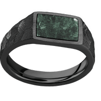 Small Horizontal Rectangle signet ring (12x9mm) in Zirconium, with a Wide style band, an Aventurine inlay.
