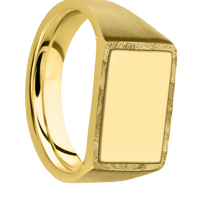 Medium Horizontal Rectangle signet ring (16x11.5mm) in 18K Yellow Gold, with a Wide style band, a 18K Yellow Gold inlay.