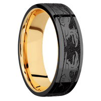 Zirconium + Polish Finish + 14K Yellow Gold