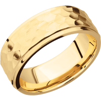 14K Yellow Gold + Hammer , Polish Finish