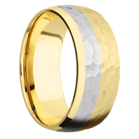 14K Yellow Gold + Hammer , Polish Finish