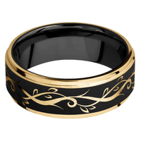 10K Yellow Gold + Stone , Polish Finish + Zirconium