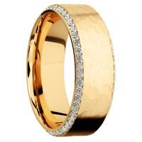 14K Yellow Gold + Hammer , Polish Finish