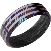 Titanium Damascus + Polish , Polish Finish + Forged Carbon Fiber