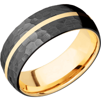 Zirconium + Hammer Finish + 14K Yellow Gold