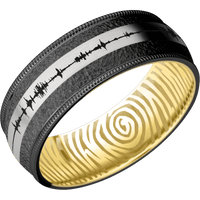 Zirconium + Stipple Finish + 10K Yellow Gold
