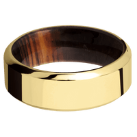 14K Yellow Gold + Polish , Polish Finish + Cocobolo