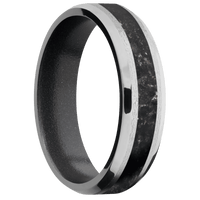 18K White Gold + Stone , Polish Finish + Dark Grey