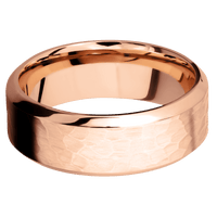 14K Rose Gold + Hammer , Polish Finish