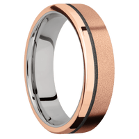 14K Rose Gold + Sand , Polish Finish + Titanium