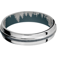 14K White Gold + Satin , Polish Finish + Blue Titanium