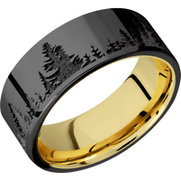 Zirconium + Polish Finish + 18K Yellow Gold