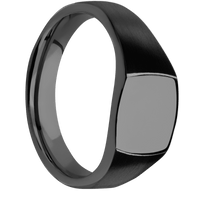 Small Cushion signet ring (10x10mm) in Zirconium, with a Wide style band.