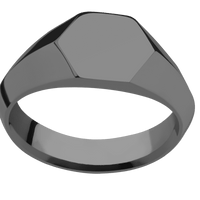 Small Hexagon signet ring (11.5x10) in Zirconium, with a Wide style band.