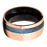 10K Rose Gold + Hammer , Hammer Finish + Ebony