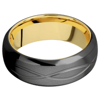 Zirconium + Bead , Polish Finish + 10K Yellow Gold