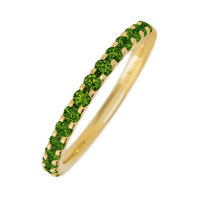 10K Yellow Gold band with 15 Round Lab Green Diamond having TCW-.45
