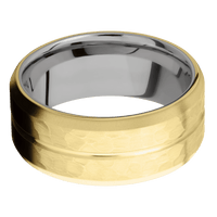 18K Yellow Gold + Polish , Hammer Finish + Titanium