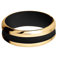 10K Yellow Gold + Satin , Polish Finish + Black