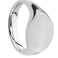 Medium Horizontal Oval signet ring (16x13mm) in Platinum, with a Thin style band.