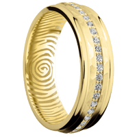 18K Yellow Gold + Hammer , Polish Finish
