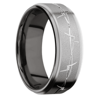 10K White Gold + Sand , Bead Finish + Tantalum Noir