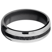 18K White Gold + Stone , Polish Finish + Dark Grey