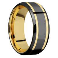 Zirconium + Polish , Polish Finish + 14K Yellow Gold