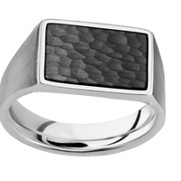 Medium Horizontal Rectangle signet ring (16x11.5mm) in Cobalt Chrome, with a Wide style band, a Zirconium inlay.