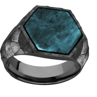 Large Hexagon signet ring (18.5x16mm) in Zirconium, with a Wide style band, a Washington Blue Jade inlay.