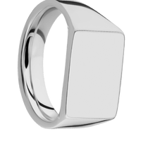 Medium Horizontal Rectangle signet ring (16x11.5mm) in Titanium, with a Wide style band.