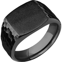 Medium Cushion signet ring (14x14mm) in Zirconium, with a Wide style band.