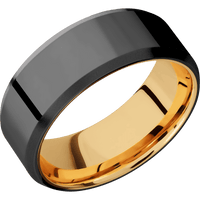 Zirconium + Polish , Bead Finish + 14K Yellow Gold