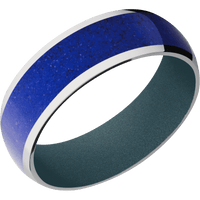 14K White Gold + Polish Finish + Blue Titanium