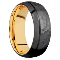 Zirconium + Hammer , Satin Finish + 14K Yellow Gold