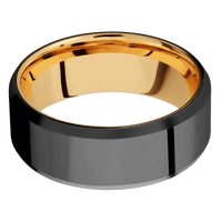 Zirconium + Polish , Bead Finish + 14K Yellow Gold