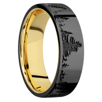 Zirconium + Polish Finish + 18K Yellow Gold