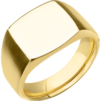 Medium Cushion signet ring (14x14mm) in 10K Yellow Gold, with a Wide style band.