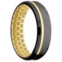 Zirconium + Bead , Polish Finish + 14K Yellow Gold
