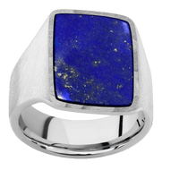 Large Rectangle signet ring (20x14.5mm) in Palladium Silver, with a Wide style band, a Lapis inlay.