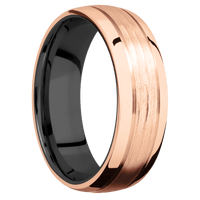 14K Rose Gold + Treebarkh , Polish Finish + Zirconium