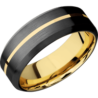 Zirconium + Satin , Satin Finish + 14K Yellow Gold